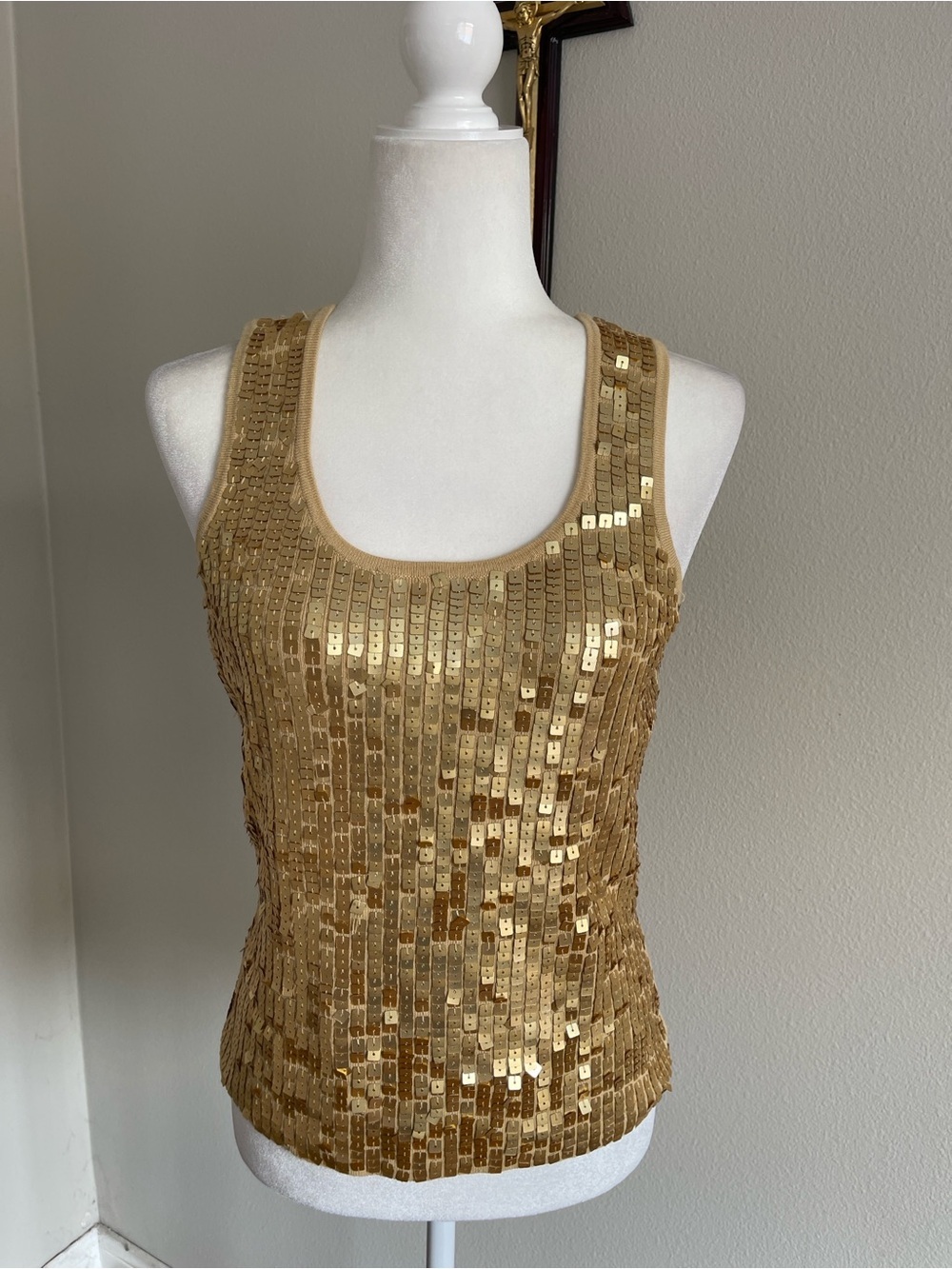 Bisou Bisou Gold Sequin Tank Top